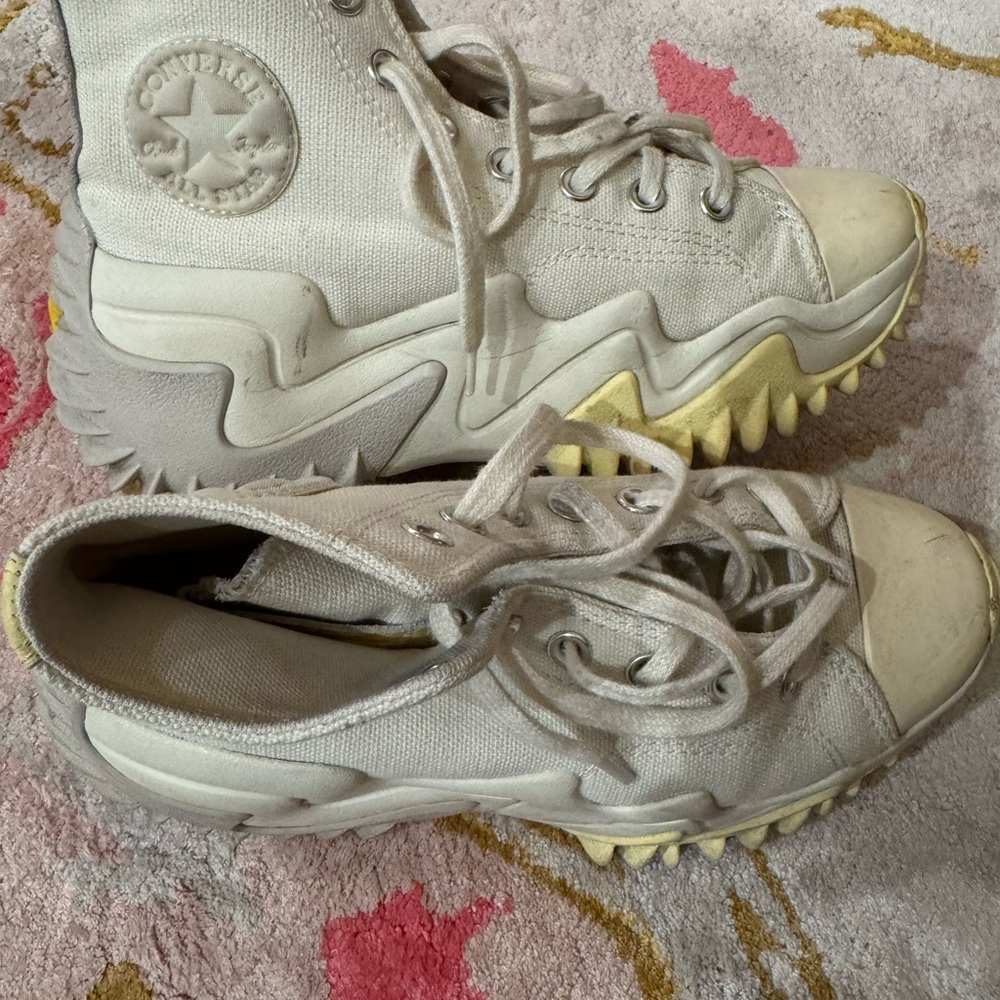 Converse Run Star Cream and Yellow High-Top Sneakers